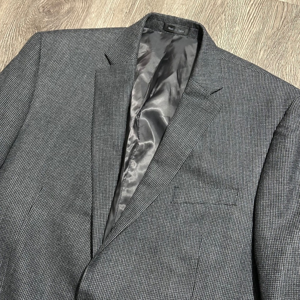 Lauren Ralph Lauren Blazer 46L Grey Wool Micro Houndstooth Sport Coat Notch
